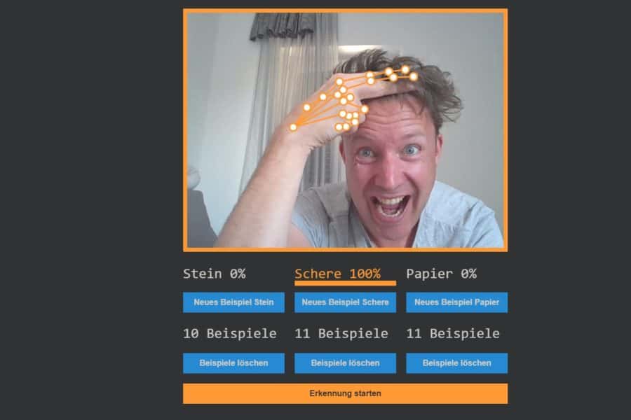 Interaktiv: Stein, Schere, Papier mit KNN